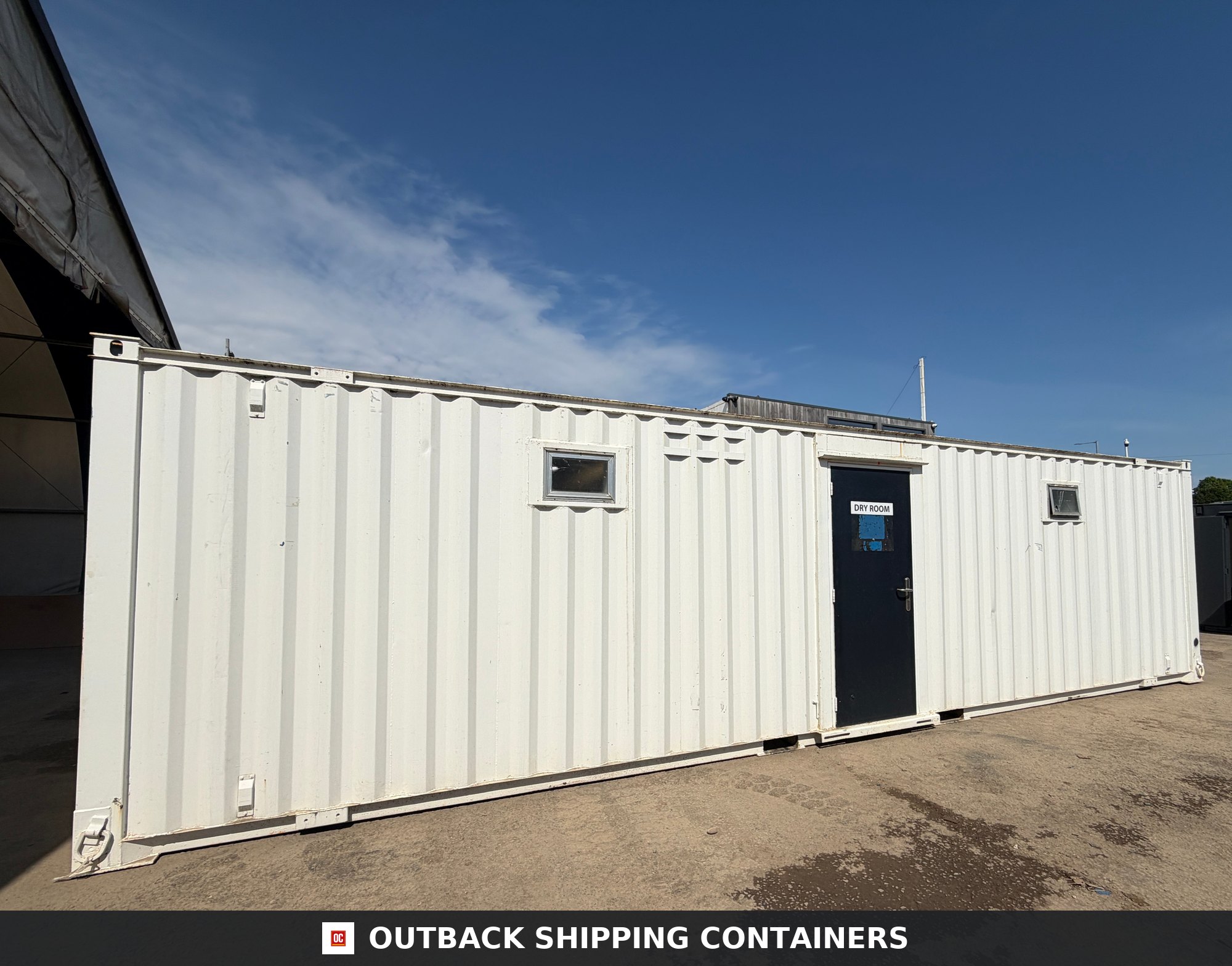32x10ft for Sale — Rear Exterior View | Outback Shipping Containers 32x10ft — Drying Room / Changing Room — Building Site Accommodation — Portable Anti-Vandal - image 3