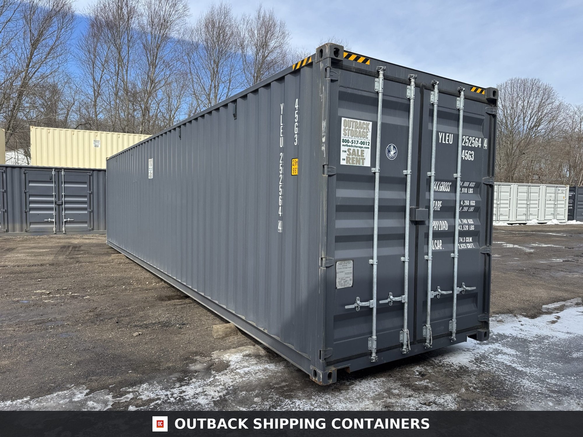 40ft New High Cube Shipping Container for Sale — Interior View | Outback Shipping Containers 15 40ft New High Cube Shipping Container – Wind & Watertight – Dk Gray — 40ft — new (image 5 of 12)