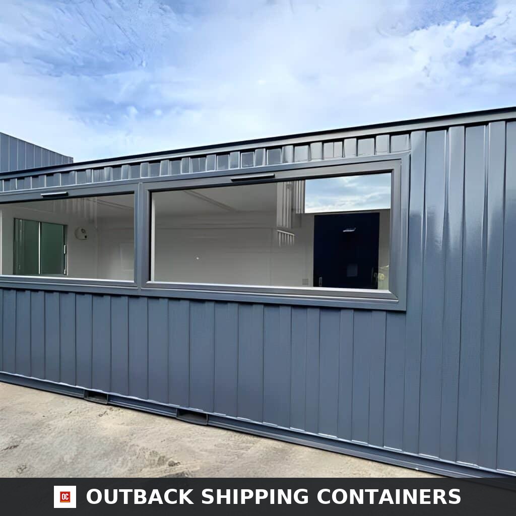 21ft x 8ft Custom Cabin Office / Canteen | Picture Windows | Portable — Door and Entry Detail 21ft x 8ft Custom Cabin Office / Canteen | Picture Windows | Portable Building — 20ft — new (image 7 of 12)