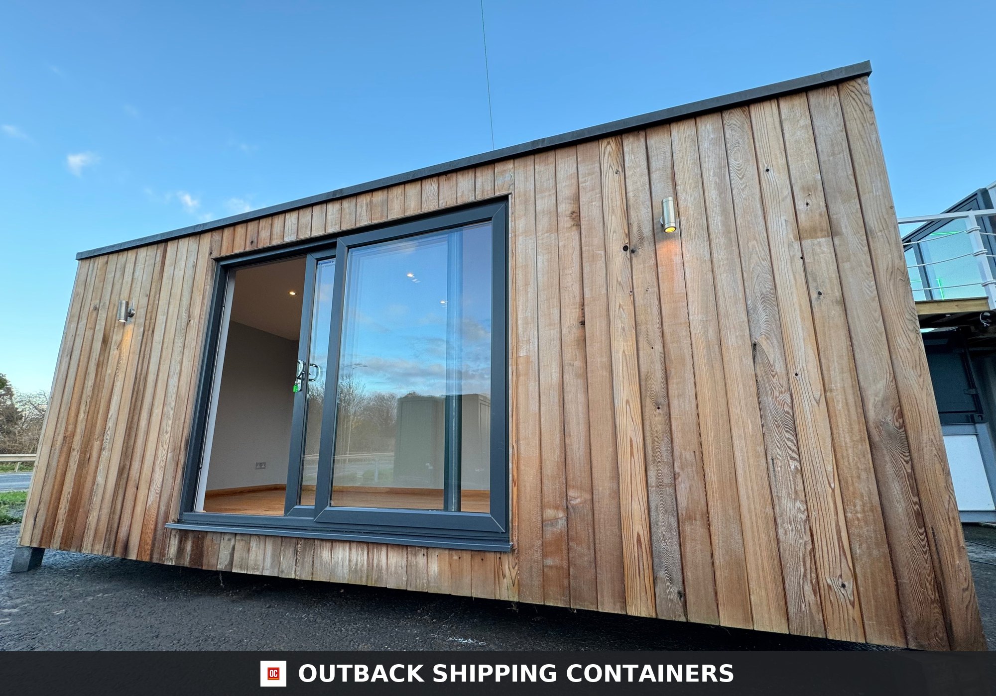 20x8ft for Sale — Rear Exterior View | Outback Shipping Containers 2 CD-1064 20x8ft — CUSTOM SHIPPING CONTAINER CONVERSION — Portable Bui — angle 3