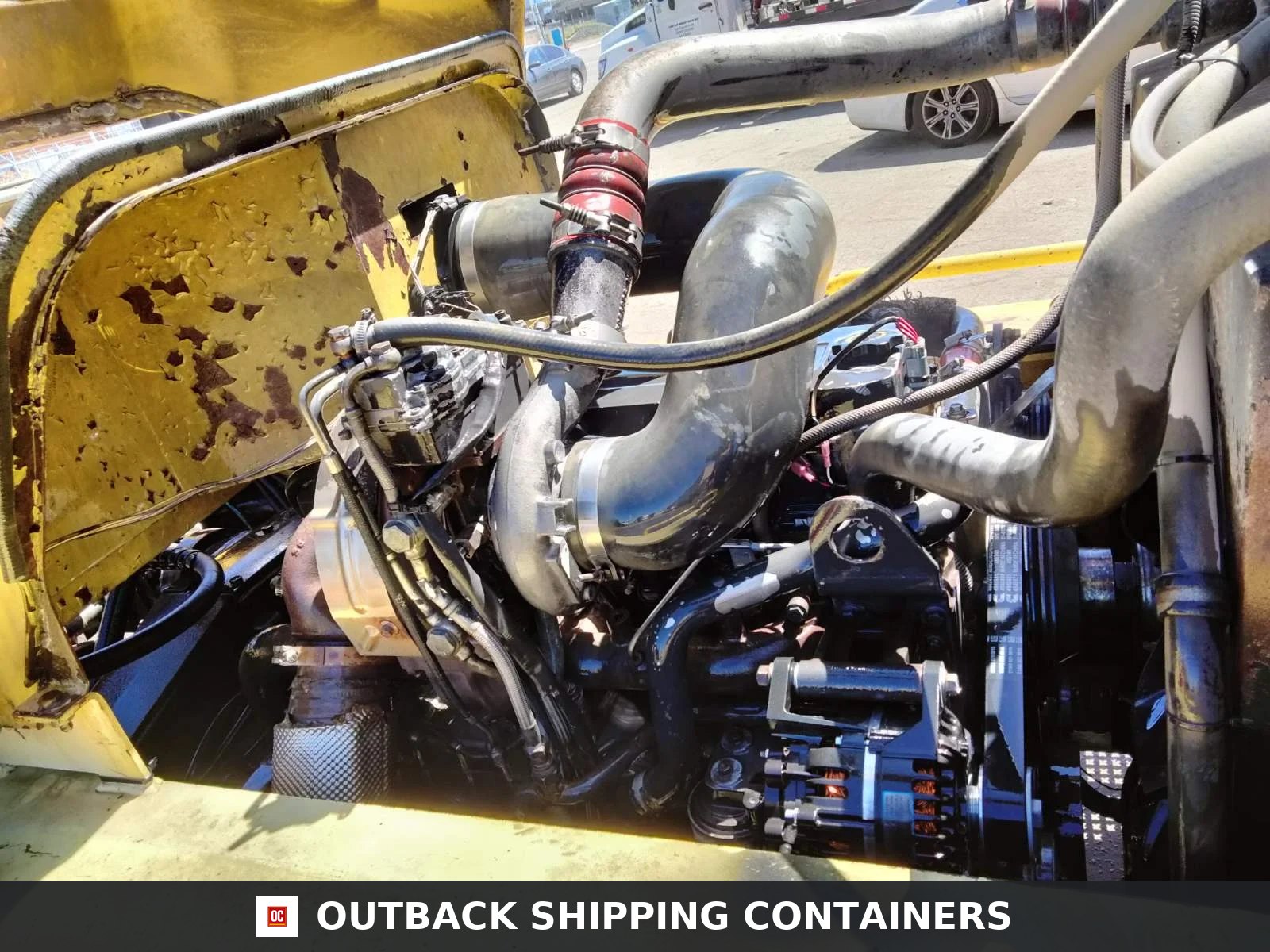 Hyster H22XM-12EC 9-High Stacker Container Handler for sale — rear doors and gate