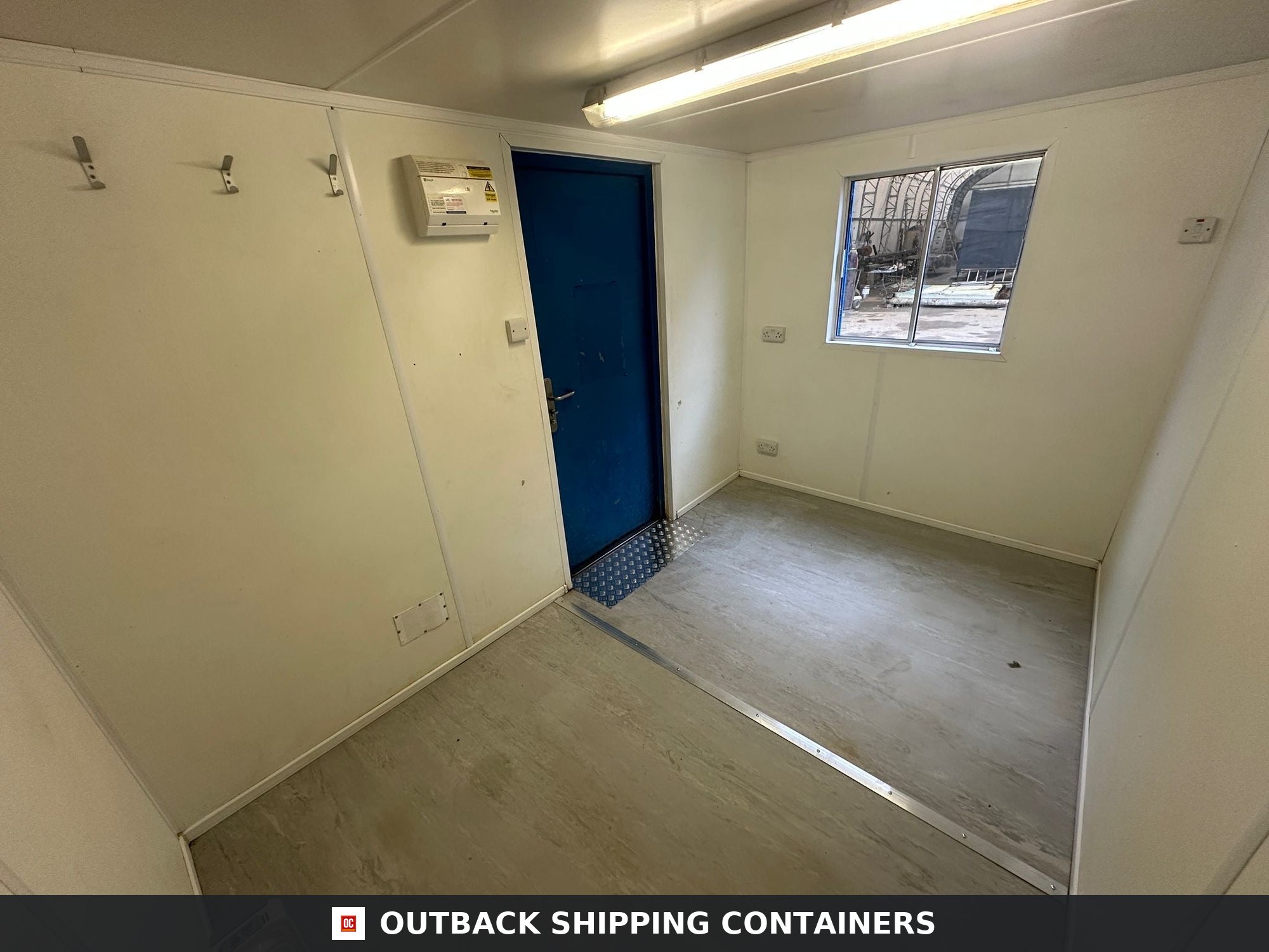 12 x 8 ft for Sale — Three-Quarter Angle View | Outback Shipping Containers 12 x 8 ft — Canteen / Office — Building Site Accommodation — Portable Anti-Vandal Cabin - image 2