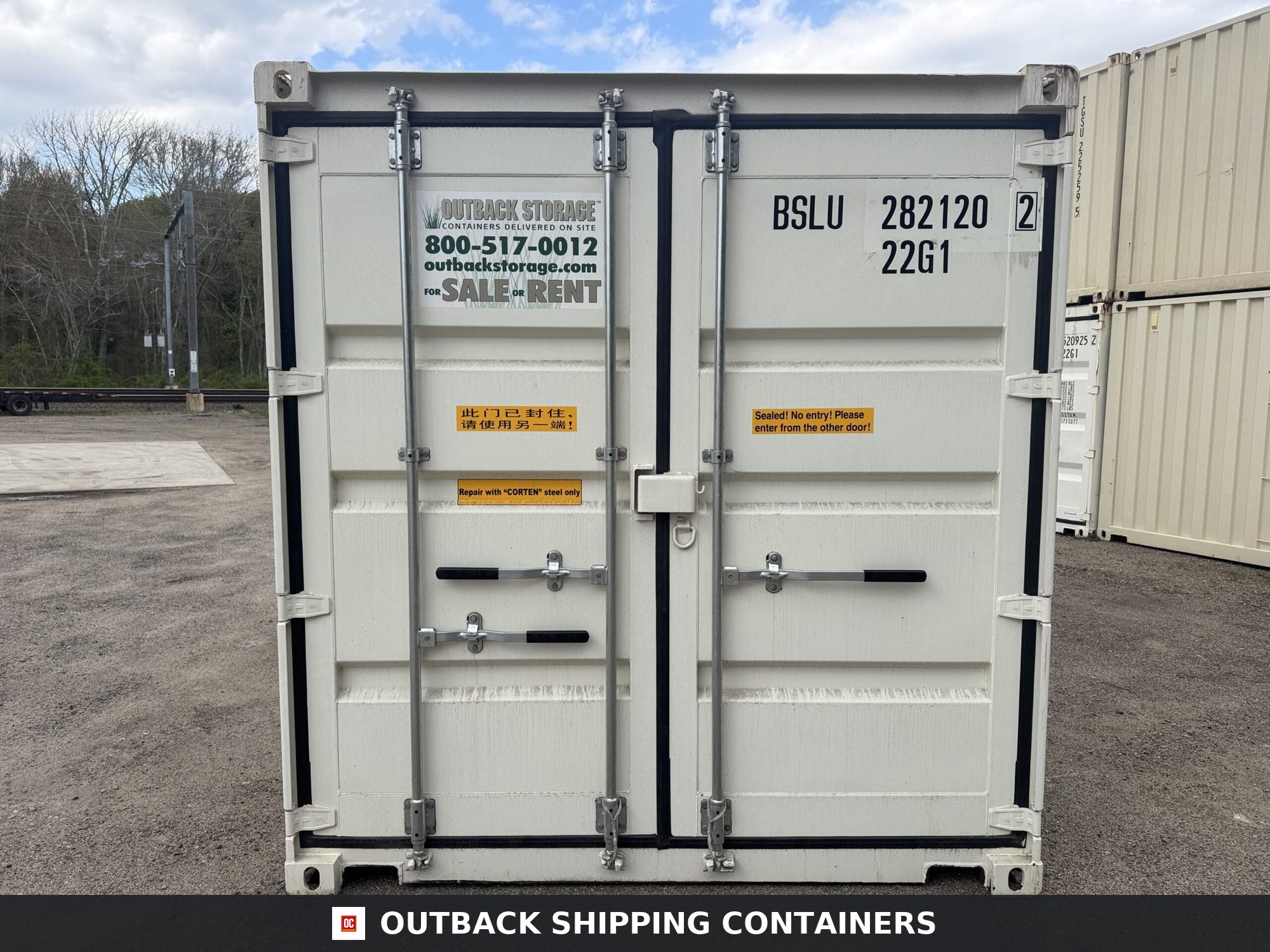 10ft New Shipping / Storage Container — Three-Quarter Angle View | Outback Shipping Containers 10ft New Shipping / Storage Container – Wind & Watertight – White — 10ft — new (image 3 of 10)