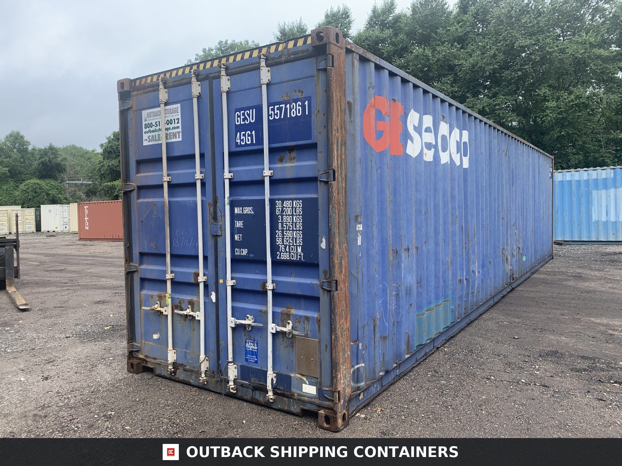 40ft Used High Cube Shipping Container – Wind & Watertight – Blue — 40ft — used (image 1 of 12)