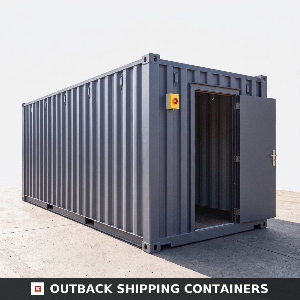 Enhanced 20ft Standard Shipping Container – Grey Finish for Sale — Three-Quarter Angle View Enhanced 20ft Standard Shipping Container – Grey Finish — 20ft — new — storage containers (image 3 of 3)