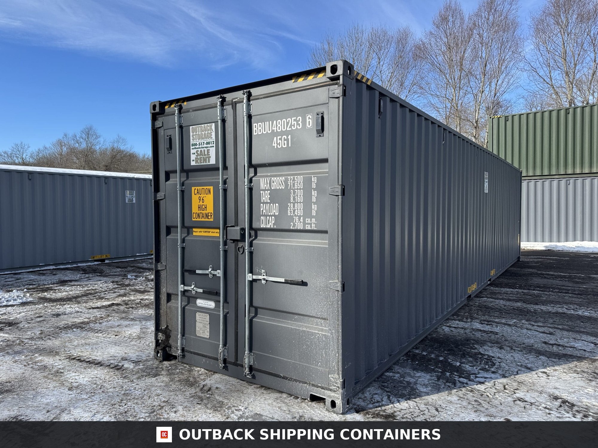 40ft New High Cube Shipping Container – Wind & Watertight – Gray — 40ft — new (image 8 of 12)
