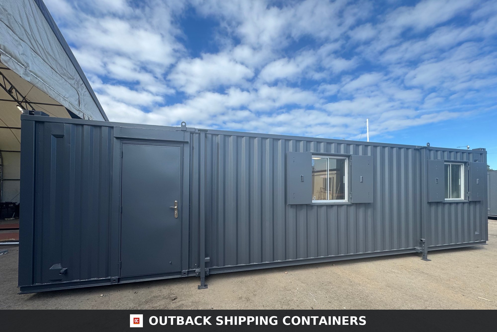 32x10ft for Sale — Window and Shutter Detail | Outback Shipping Containers 32x10ft — Custom Office/Canteen Cabin — image 8 of 15