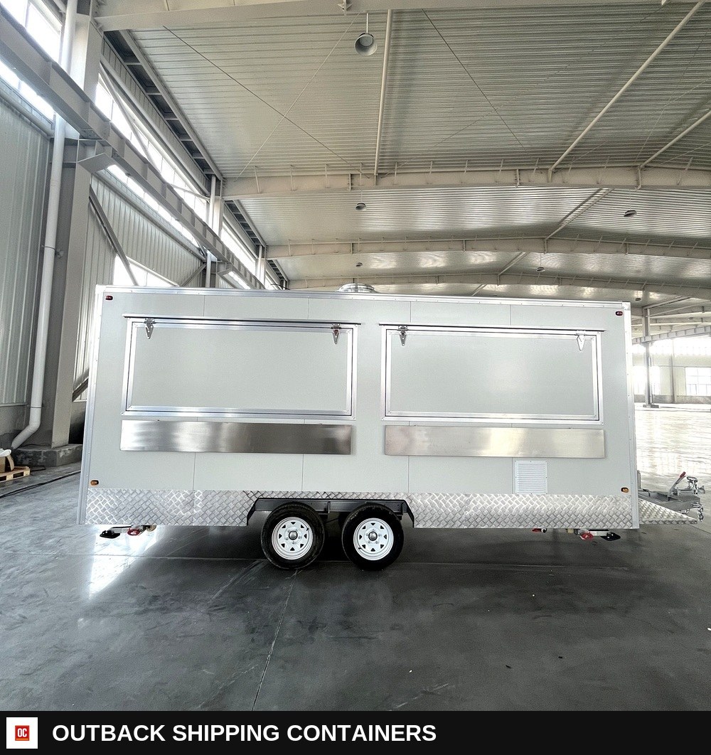 US Standard Drink Food Trailer Mobile square Food Truck Trailer Food Cart — Driver-Side Profile | Outback Shipping Containers US Standard Drink Food Trailer Mobile square Food Truck Trailer Food Cart for sale — driver-side profile