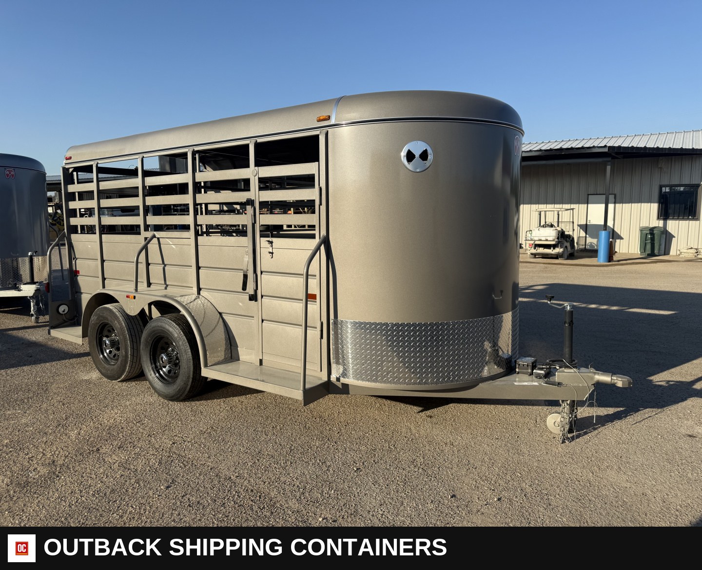 2026 W-W Trailer AA 6X14 Stock / Stock Combo Trailer — Three-Quarter Front Angle | Outback Shipping Containers 2026 W-W Trailer AA 6X14 Stock / Stock Combo Trailer for sale — three-quarter front angle