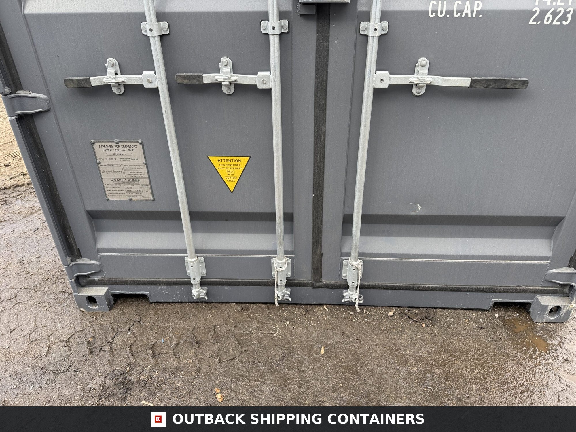 40ft New High Cube Shipping Container for Sale — Interior Detail | Outback Shipping Containe 2 40ft New High Cube Shipping Container – Wind & Watertight – Dk Gray — 40ft — new (image 6 of 12)