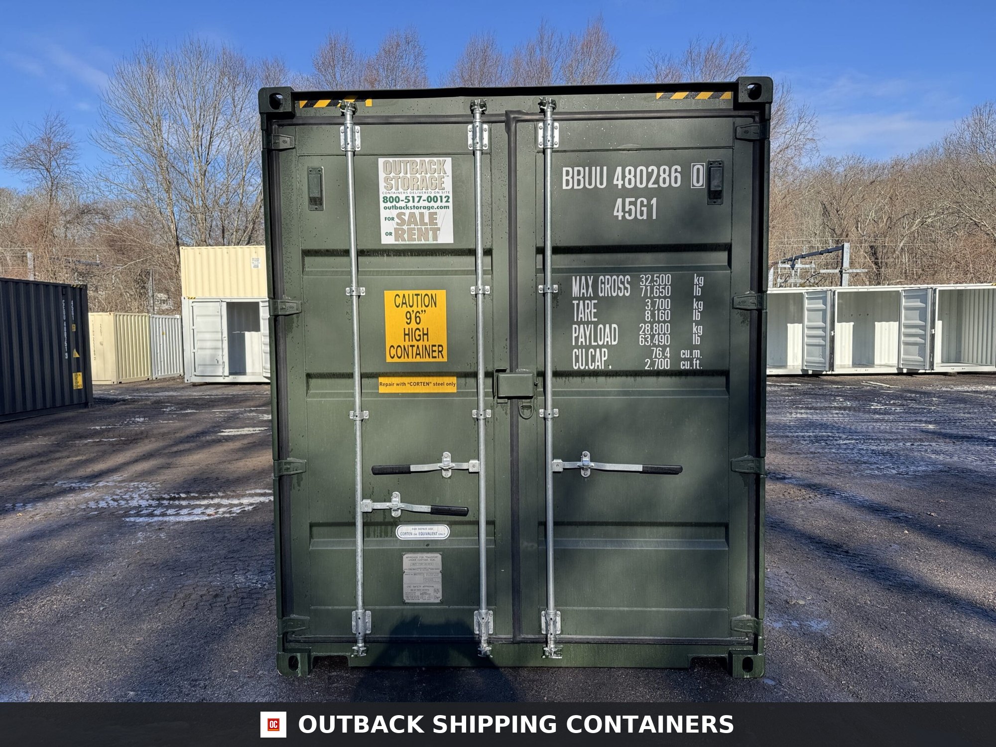 40ft New High Cube Shipping Container – Wind & Watertight – Green — 40ft — new (image 3 of 12)