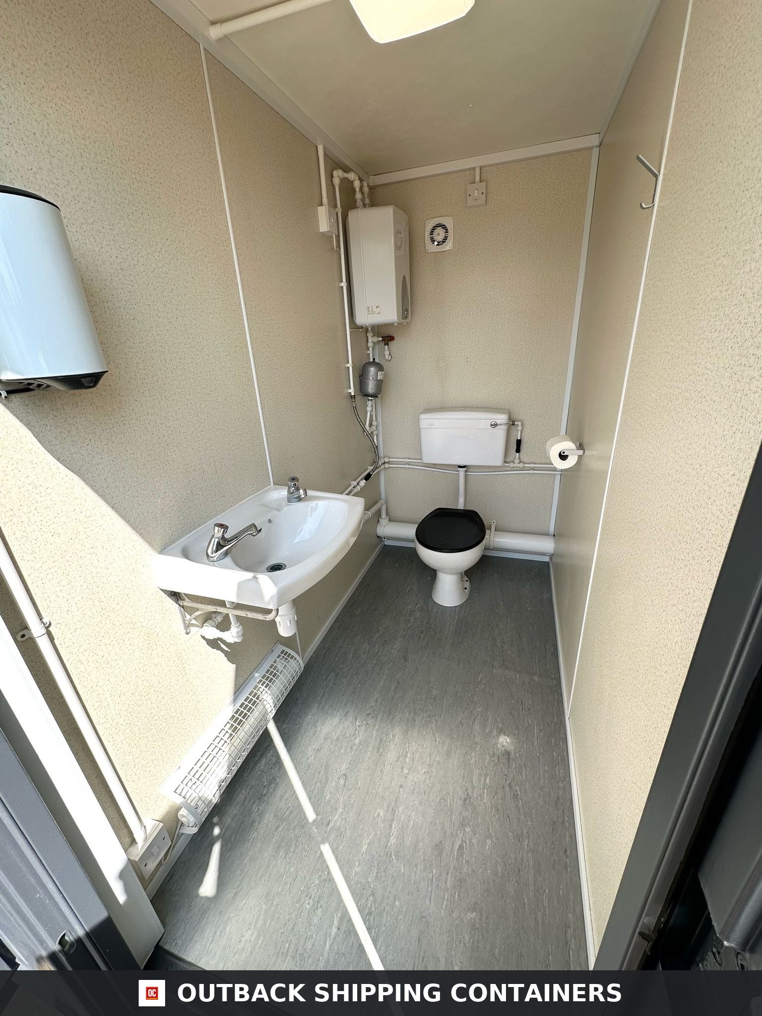 Toilet Block for Sale — Window and Shutter Detail | Outback Shipping Containers 2 Toilet Block — 20 x 8 ft — 5 Bays Anti-Vandal Portable — No 1432 — product gallery image 8 of 13