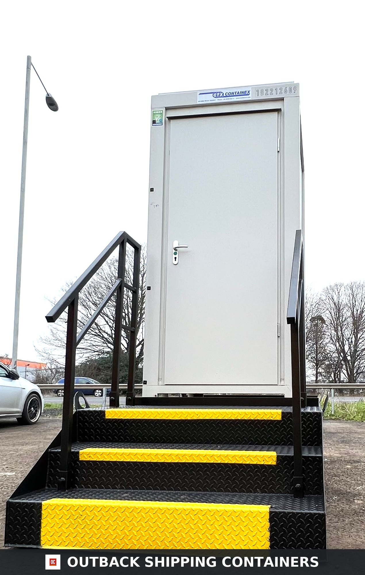 Single Toilet Block & Stepped Waste Tank for Sale — Interior View | Outback Shipping Containers Single Toilet Block & Stepped Waste Tank — Brand New Bundle — Containex — No B1 — product gallery image 5 of 6