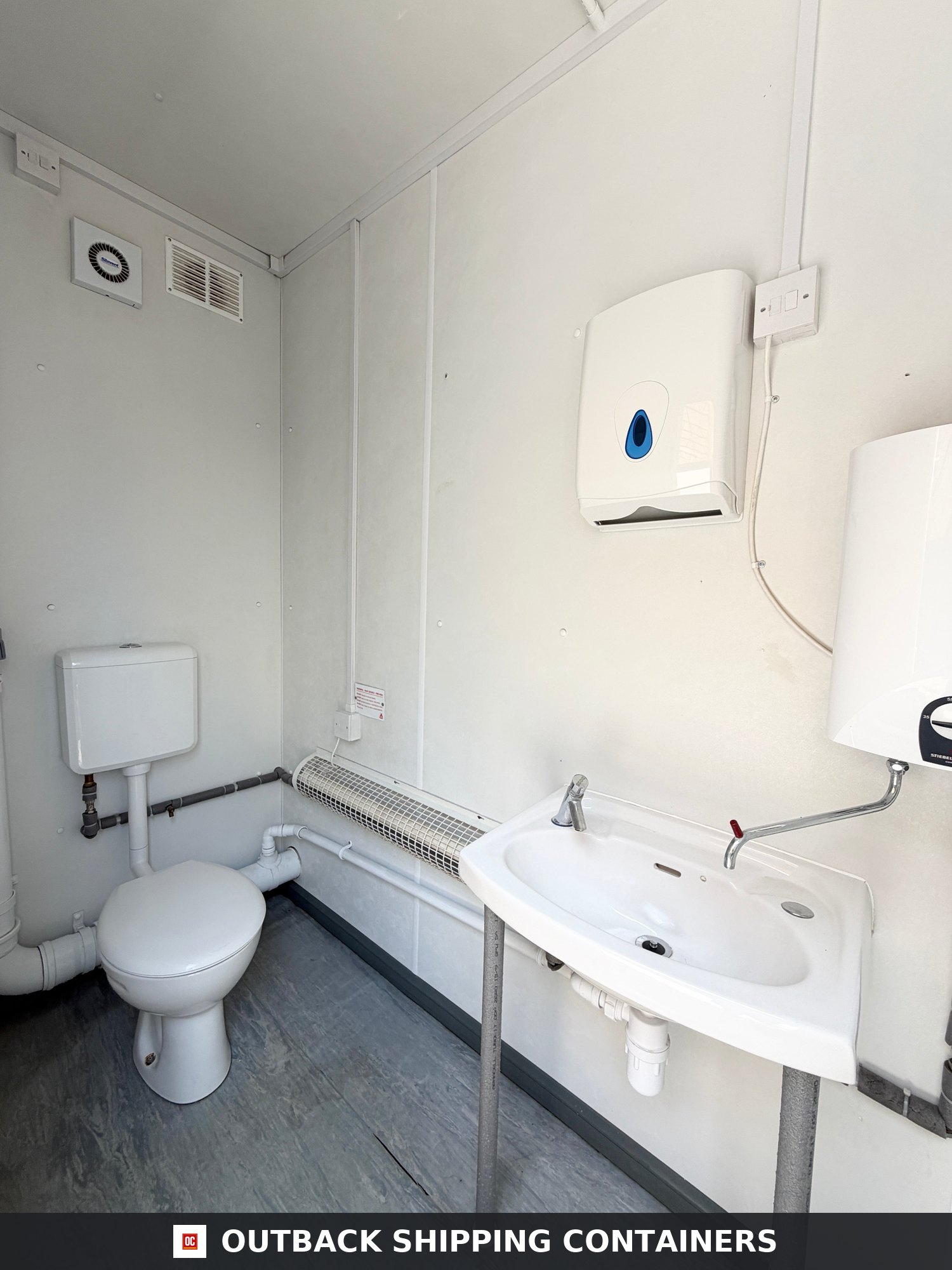 16x9ft for Sale — Rear Exterior View | Outback Shipping Containers 16x9ft — 3 + 1 Toilet Block — Portable Building — Site Accommodation - image 4