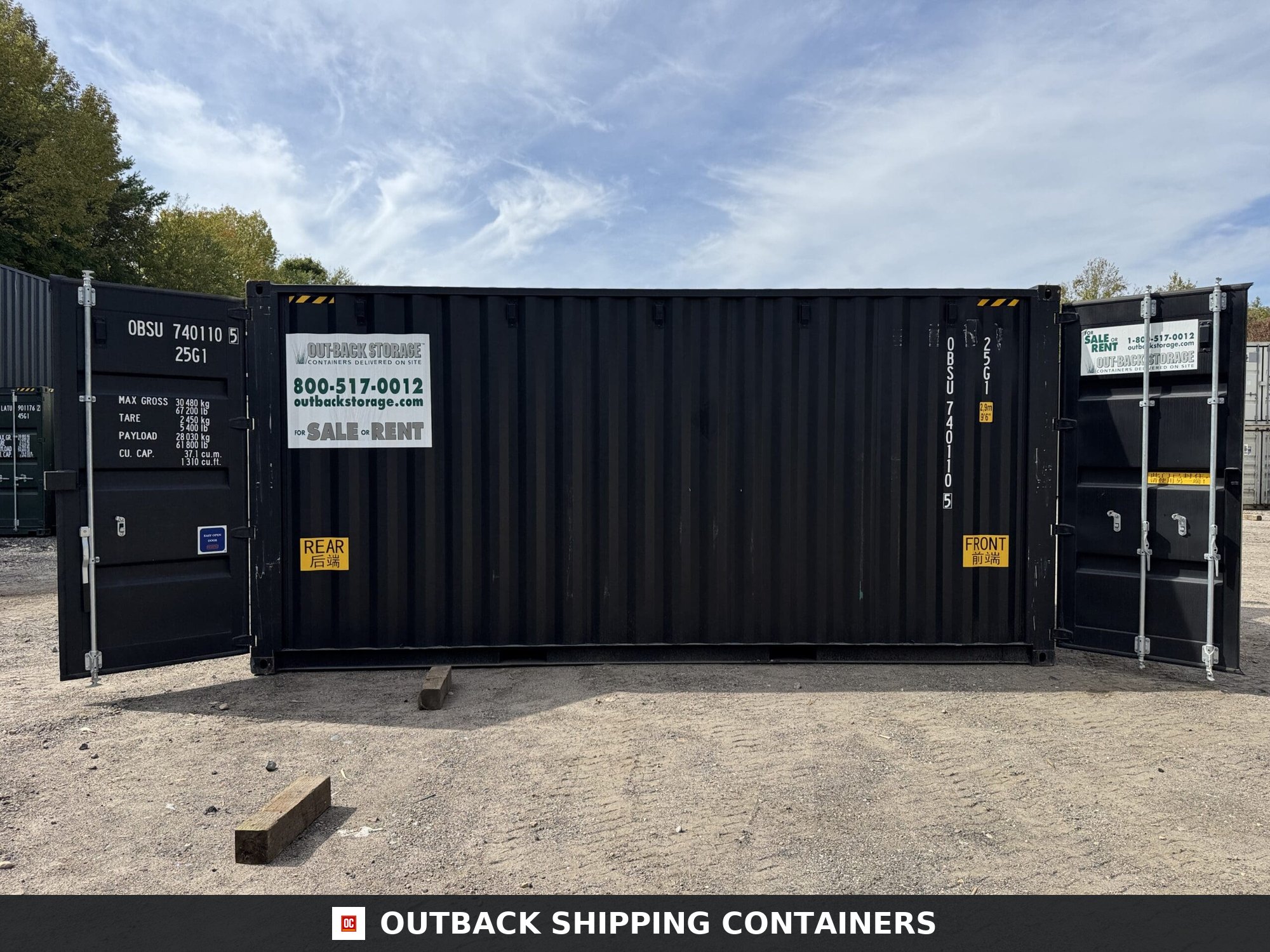 20ft New High Cube Shipping Container – Wind & Watertight – Black — 20ft — new (image 1 of 12)
