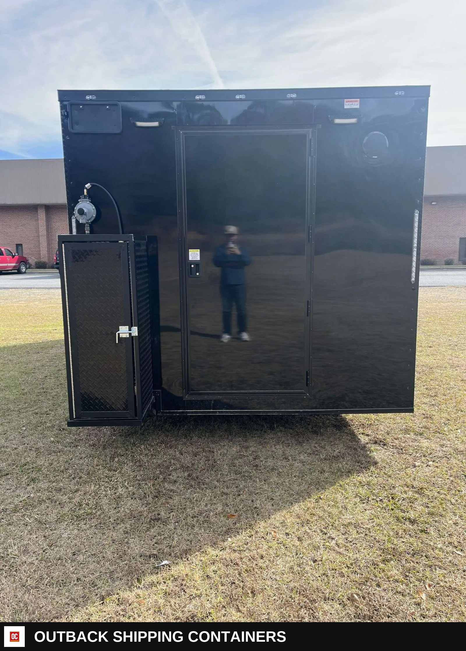 8.5x20 Hook and Line Cargo Fully Equipped Enclosed Concession Trailer — Serving Window And Hatch | Outback Shipping Containers 8.5x20 Hook and Line Cargo Fully Equipped Enclosed Concession Trailer for sale — serving window and hatch