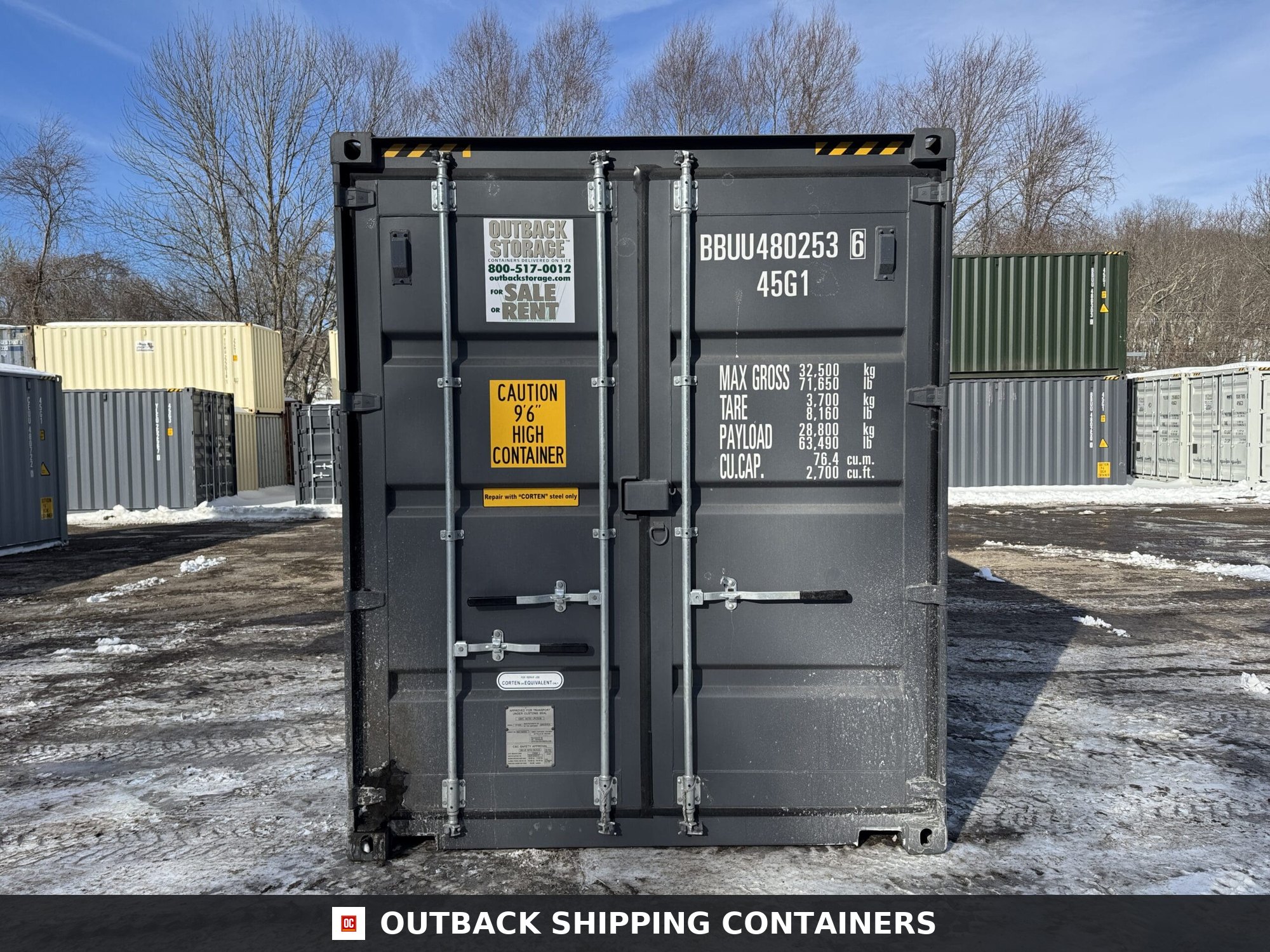 40ft New High Cube Shipping Container – Wind & Watertight – Gray — 40ft — new (image 3 of 12)