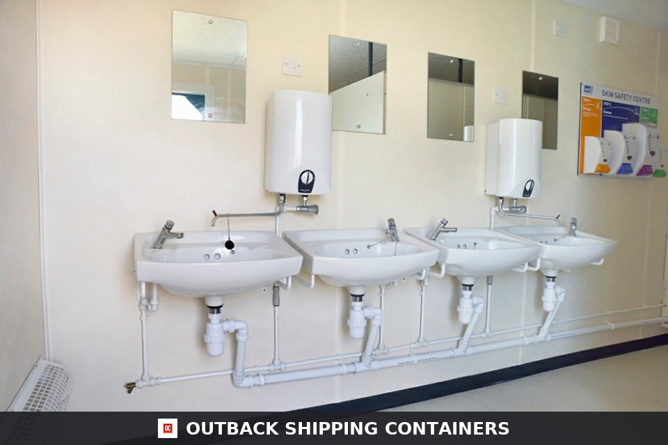 4+1 Steel Toilet Cabin 20FT x 9FT for Sale — Side Profile View | Outback Shipping Containers 4+1 Steel Toilet Cabin 20FT x 9FT — Outback Shipping Containers