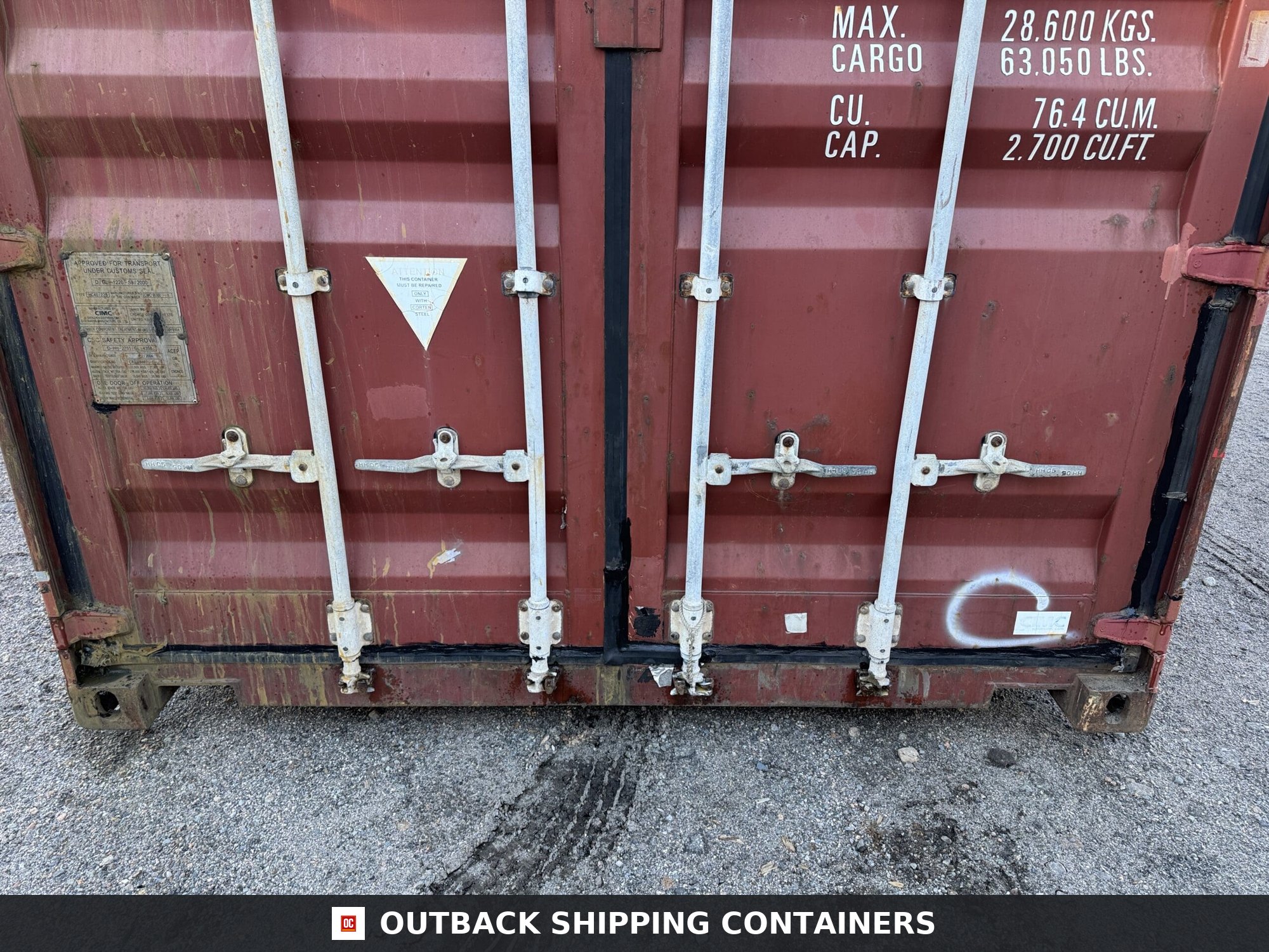 40ft Used High Cube Shipping Container for Sale — Interior View | Outback Shipping Container 7 40ft Used High Cube Shipping Container – Wind & Watertight – Red — 40ft — used (image 5 of 12)