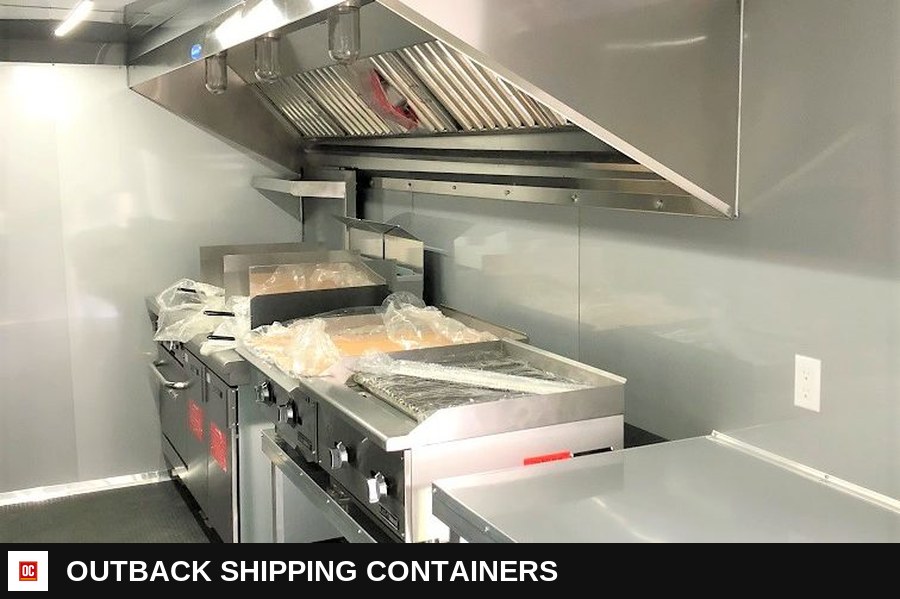 8.5x20 Equipped Concession Trailer for sale — interior kitchen layout