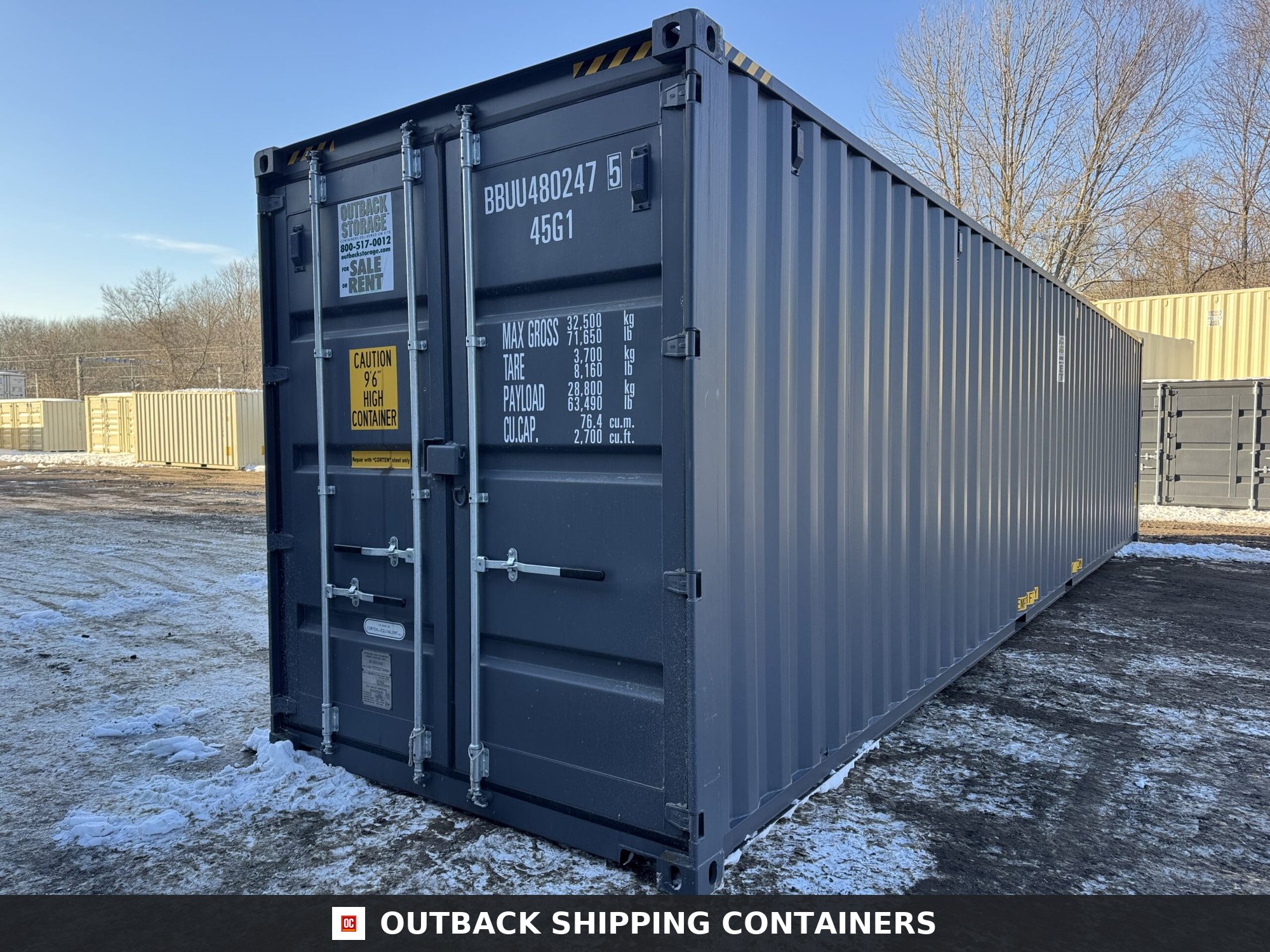 40ft New High Cube Shipping Container – Wind & Watertight – Gray — 40ft — new (image 9 of 12)