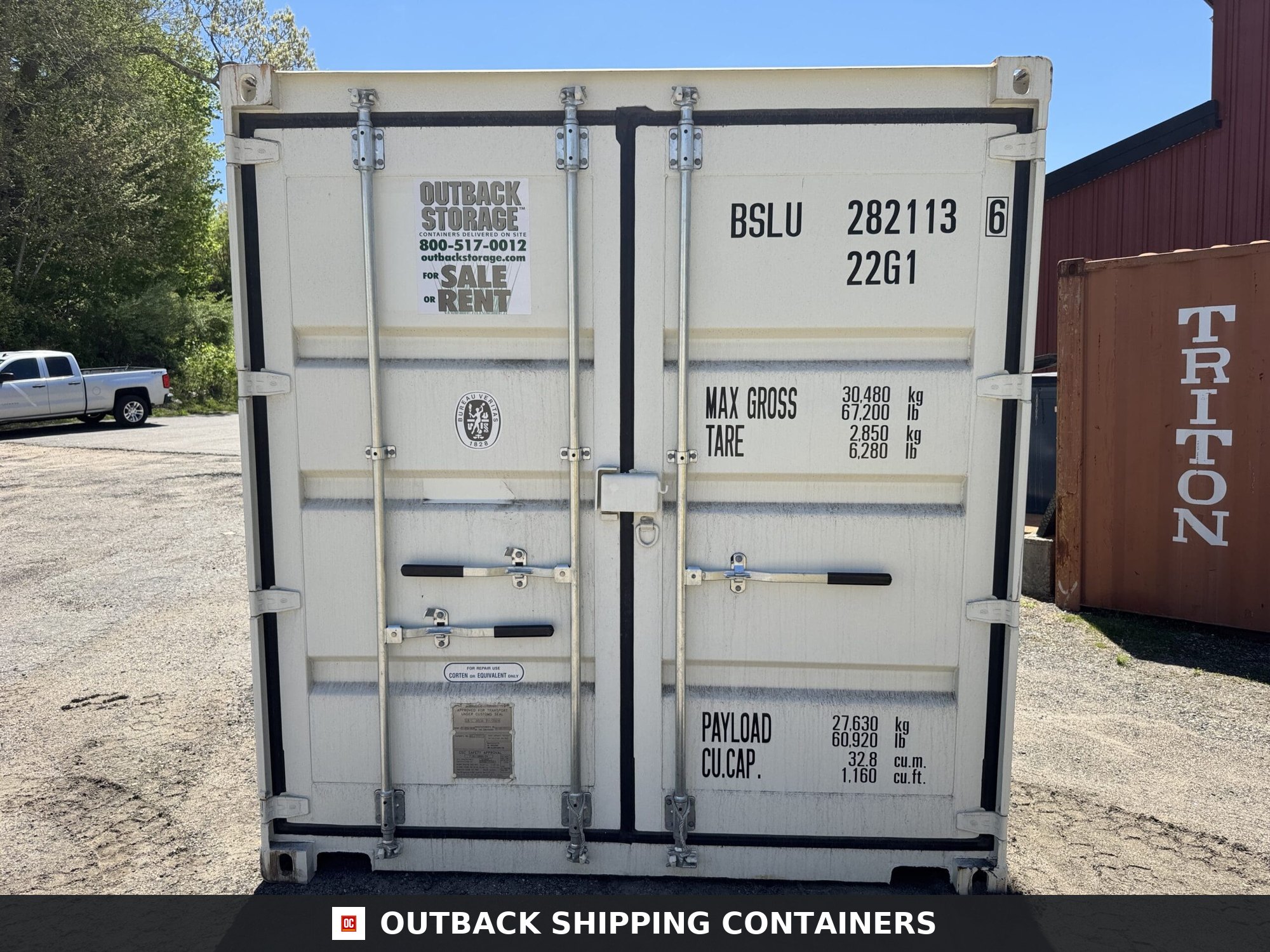 10ft New Shipping / Storage Container — Three-Quarter Angle View | Outback Shipping Containe 2 10ft New Shipping / Storage Container – Wind & Watertight – White — 10ft — new (image 3 of 10)