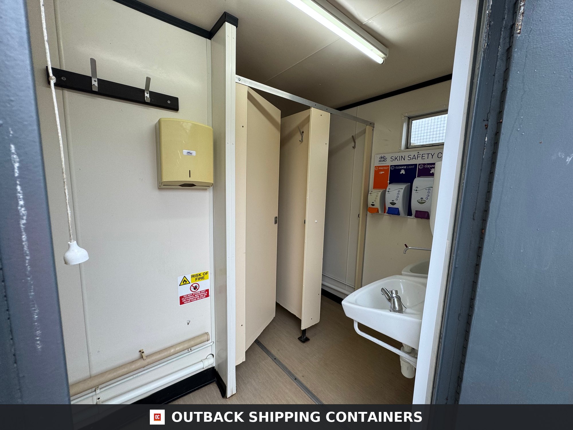 12 x 9 ft for Sale — Door and Entry Detail | Outback Shipping Containers 12 x 9 ft — 2+1 Toilet Block — Building Site Accommodation — Portable Anti-Vandal Cabin - image 6