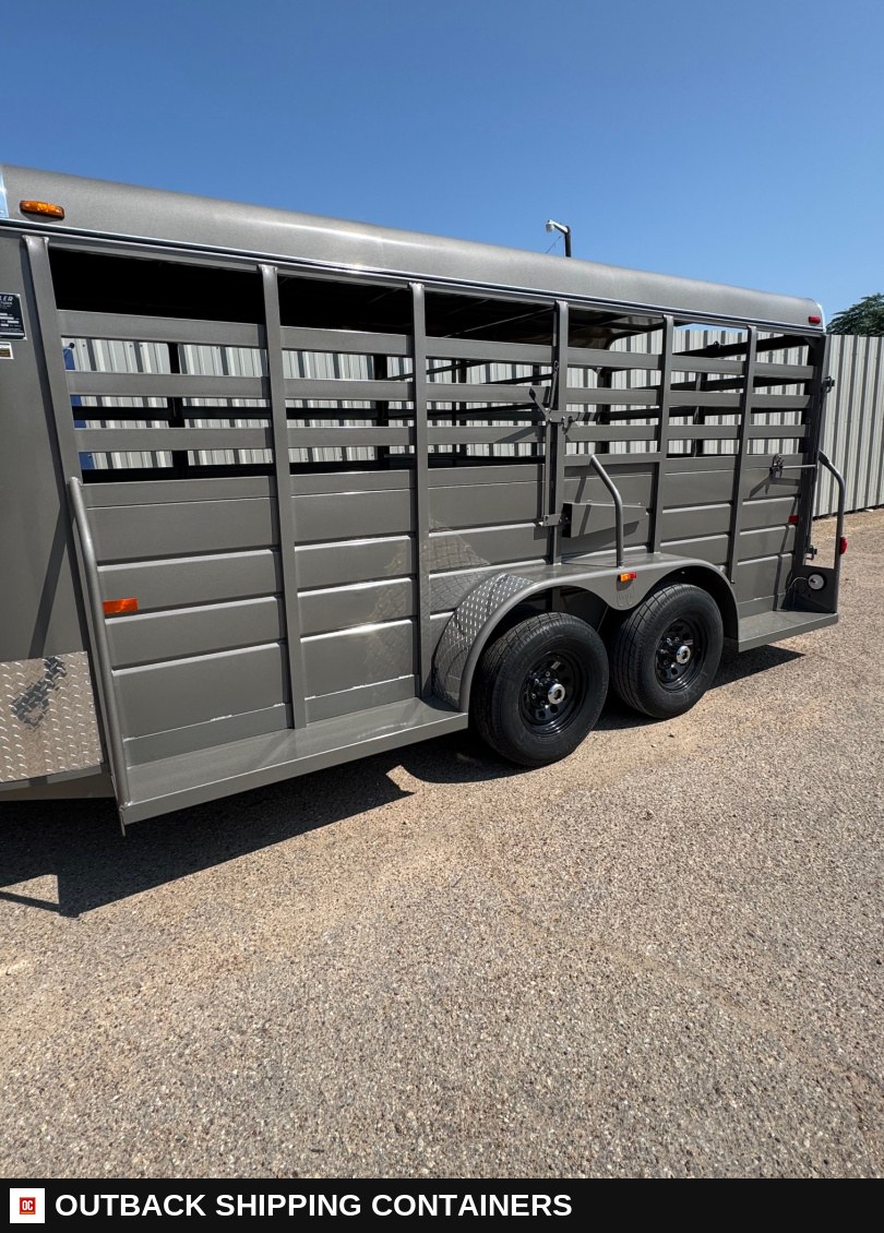 2025 WW AA 6X16 Stock / Stock Combo Trailer — Gate Latch And Hardware Detail | Outback Shipping Containers 2025 WW AA 6X16 Stock / Stock Combo Trailer for sale — gate latch and hardware detail