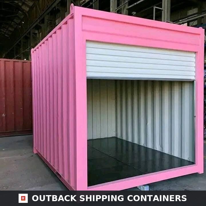 10 ft Pink Container with Roll‑Up Door 10ft for Sale — Three-Quarter Angle View 10ft pink shipping container with white roll-up door half open showing the interior dark floor and metal walls
