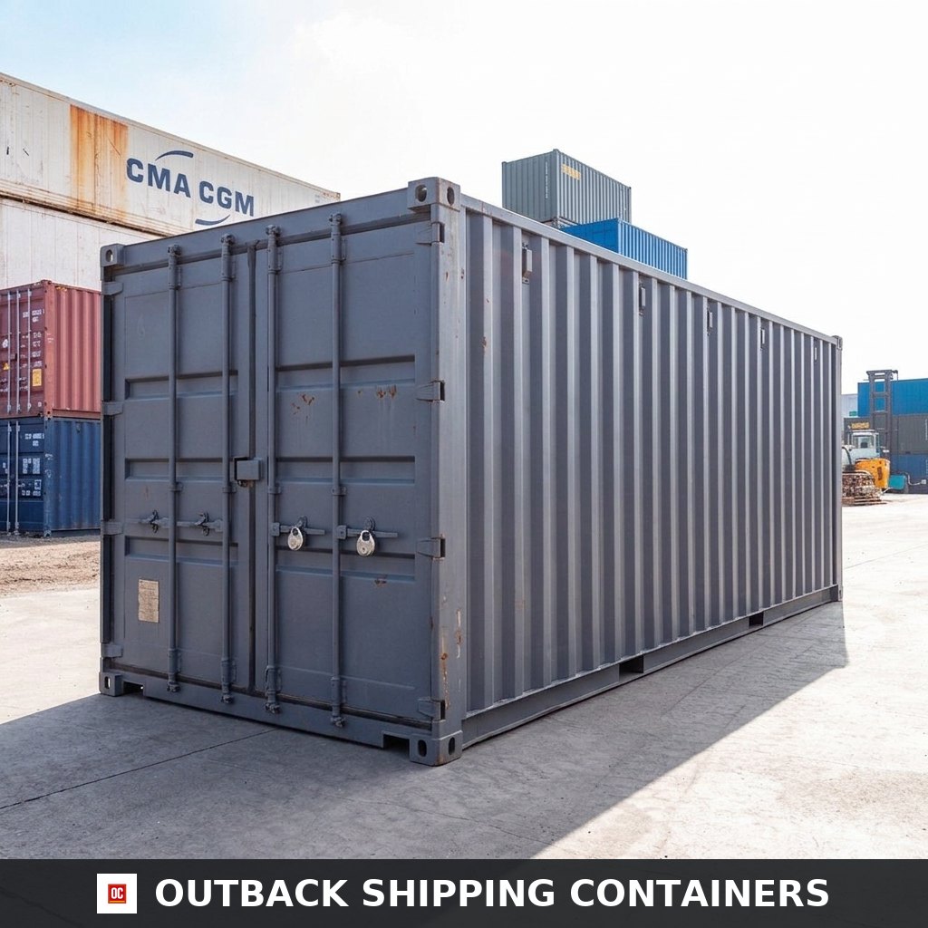 Enhanced 20ft Standard Shipping Container — Side Profile View | Outback Shipping Containers Enhanced 20ft Standard Shipping Container – Grey Finish — 20ft — new — storage containers (image 2 of 3)
