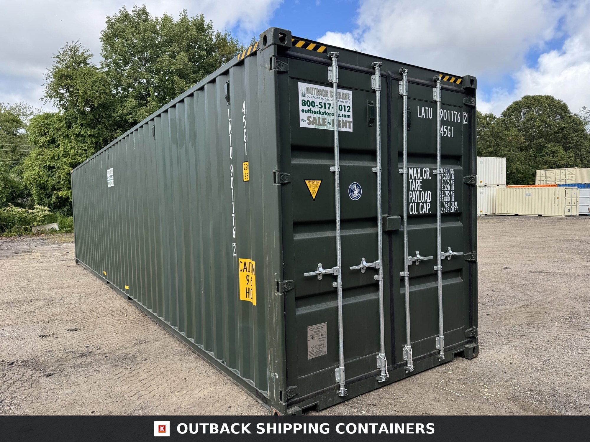 40ft New High Cube Shipping Container – Wind & Watertight – Green — 40ft — new (image 1 of 12)