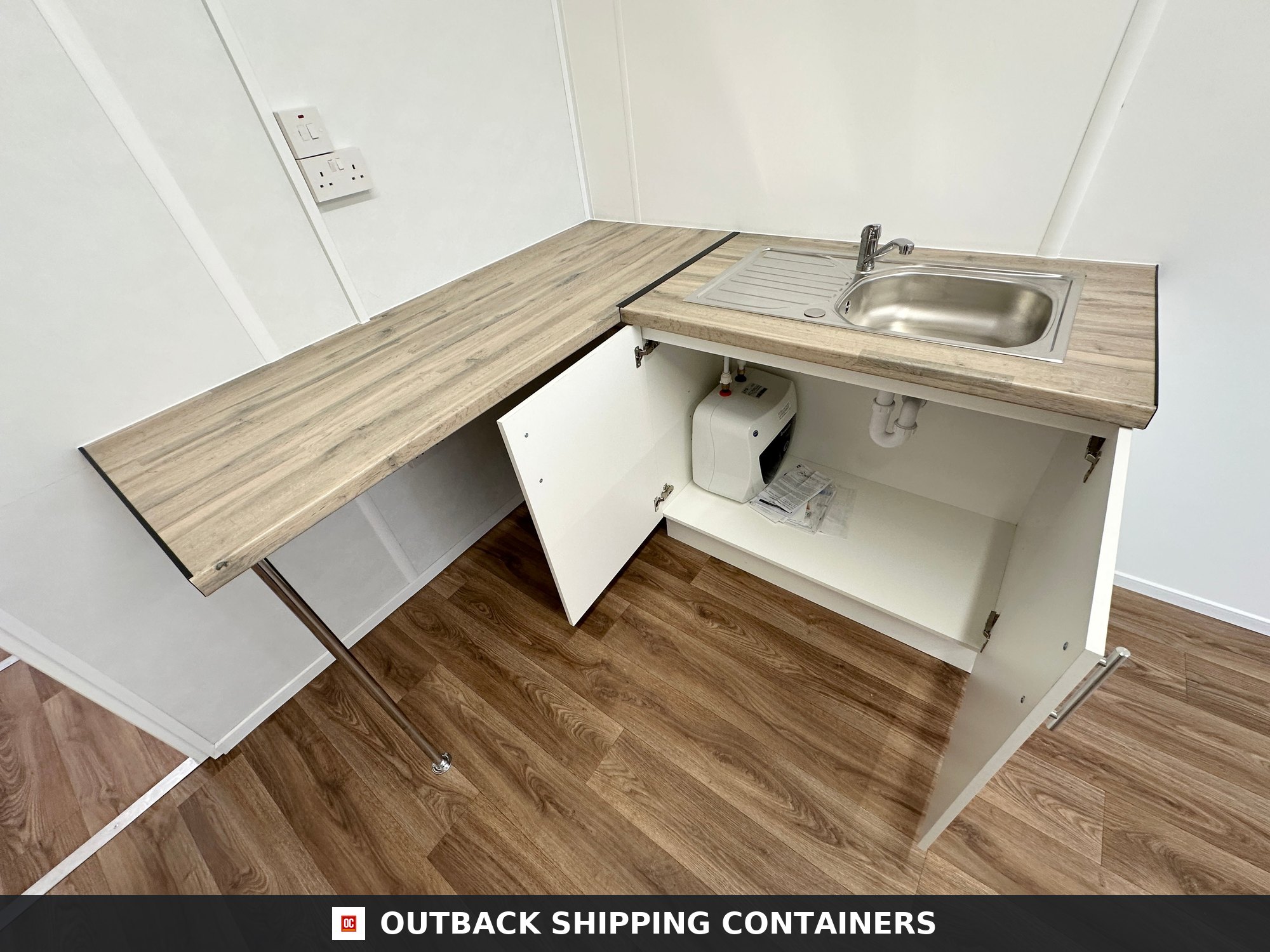 CUSTOM for Sale — Window and Shutter Detail | Outback Shipping Containers CUSTOM — 32 x 10 ft Cabin — Office/Canteen — Kitchenette — 1+1 WC/Wash Room — No 718 — product gallery image 7 of 25
