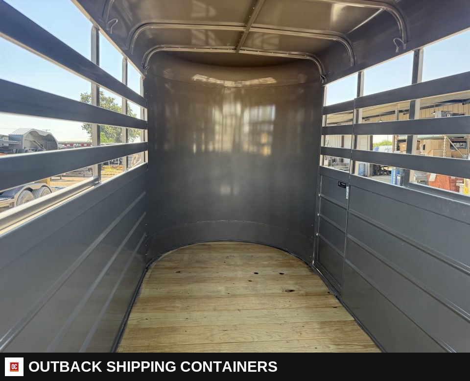2027 WW AA 5X12 Livestock Stock Combo Trailer — Gate Latch And Hardware Detail | Outback Shipping Containers 2027 WW AA 5X12 Livestock Stock Combo Trailer for sale — gate latch and hardware detail