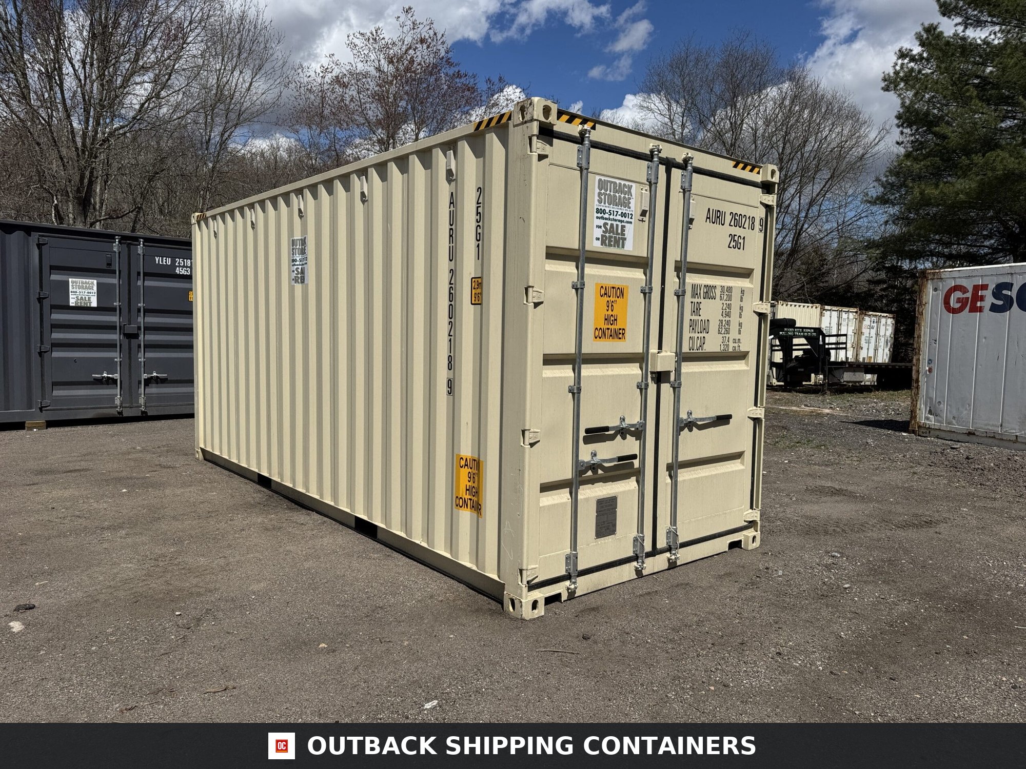 20ft New High Cube Shipping Container – Wind & Watertight – Beige — 20ft — new (image 1 of 12)