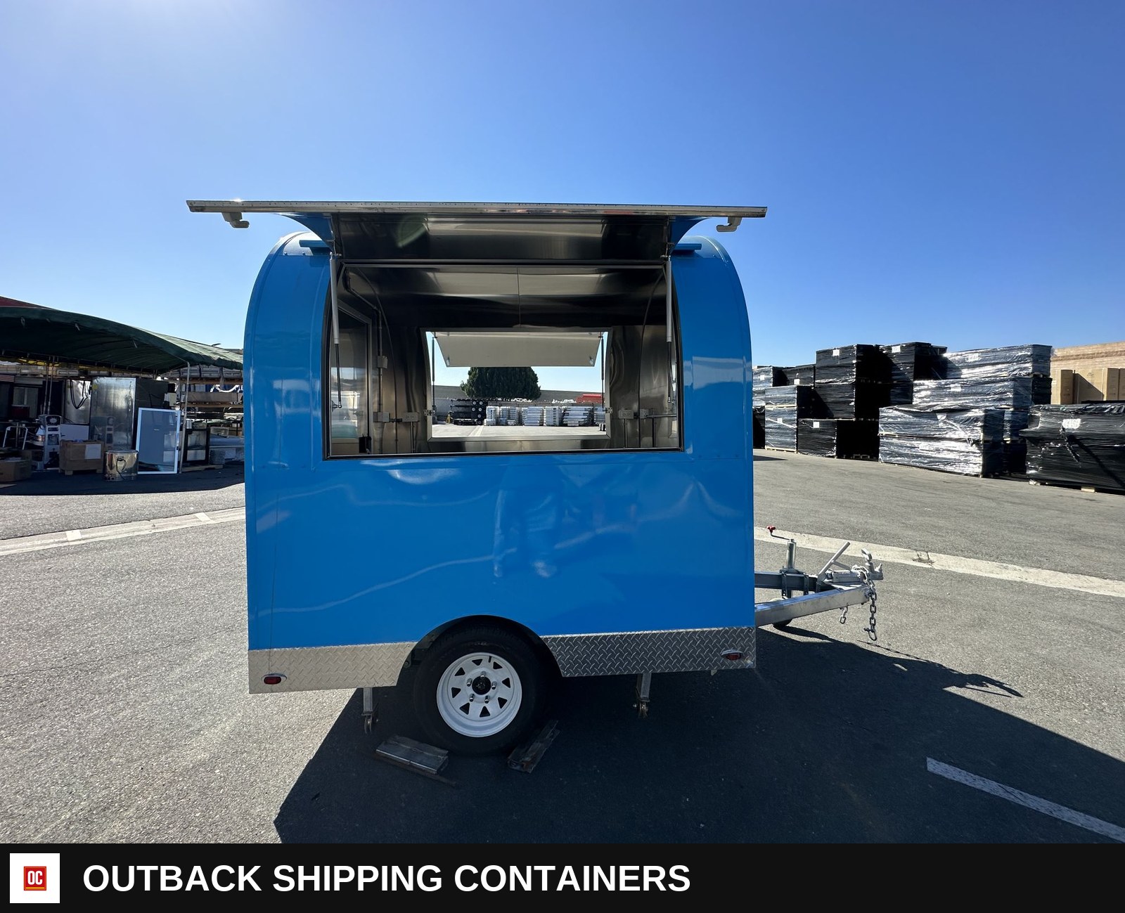 65 in Food Vending Trailer Mobile Concession Both windows FT40 — Equipment And Appliance Detail | Outback Shipping Containers 65 in Food Vending Trailer Mobile Concession Both windows FT40 for sale — equipment and appliance detail