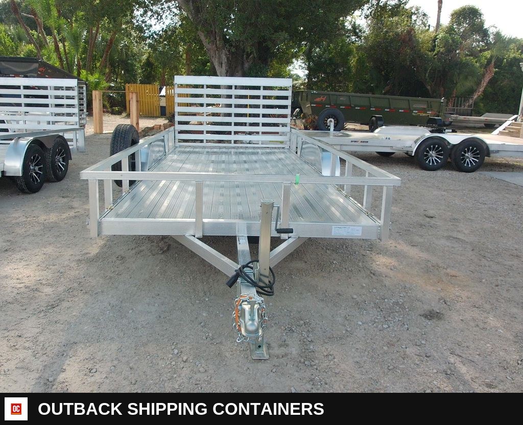 New 2027 Sport Haven 7 x 16 Aluminum Utility Trailer 7k GVWR — Driver-Side Profile | Outback Shipping Containers New 2027 Sport Haven 7 x 16 Aluminum Utility Trailer 7k GVWR for sale — driver-side profile