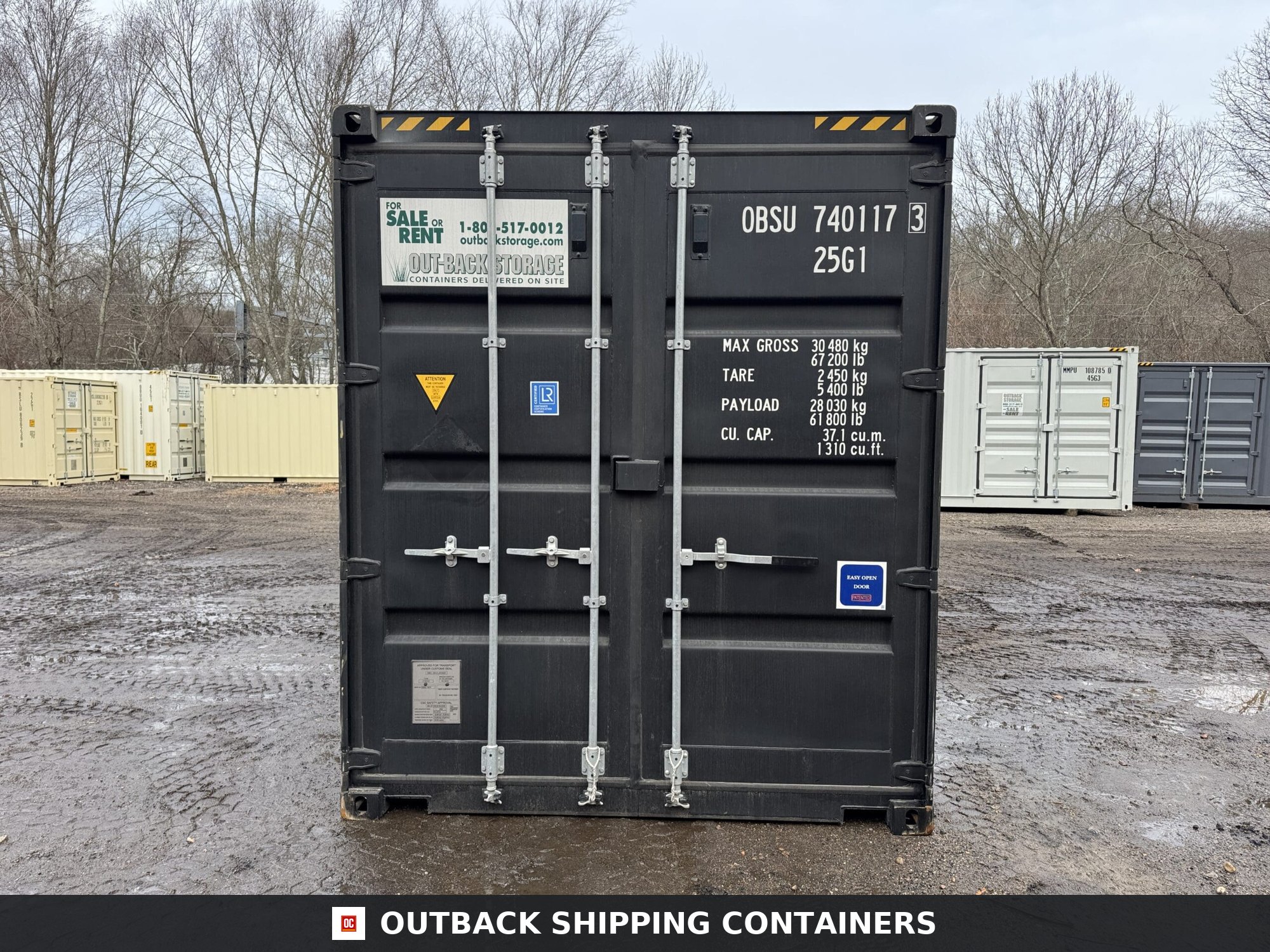 20ft New High Cube Shipping Container — Three-Quarter Angle View | Outback Shipping Containe 5 20ft New High Cube Shipping Container – Wind & Watertight – Black — 20ft — new (image 3 of 12)