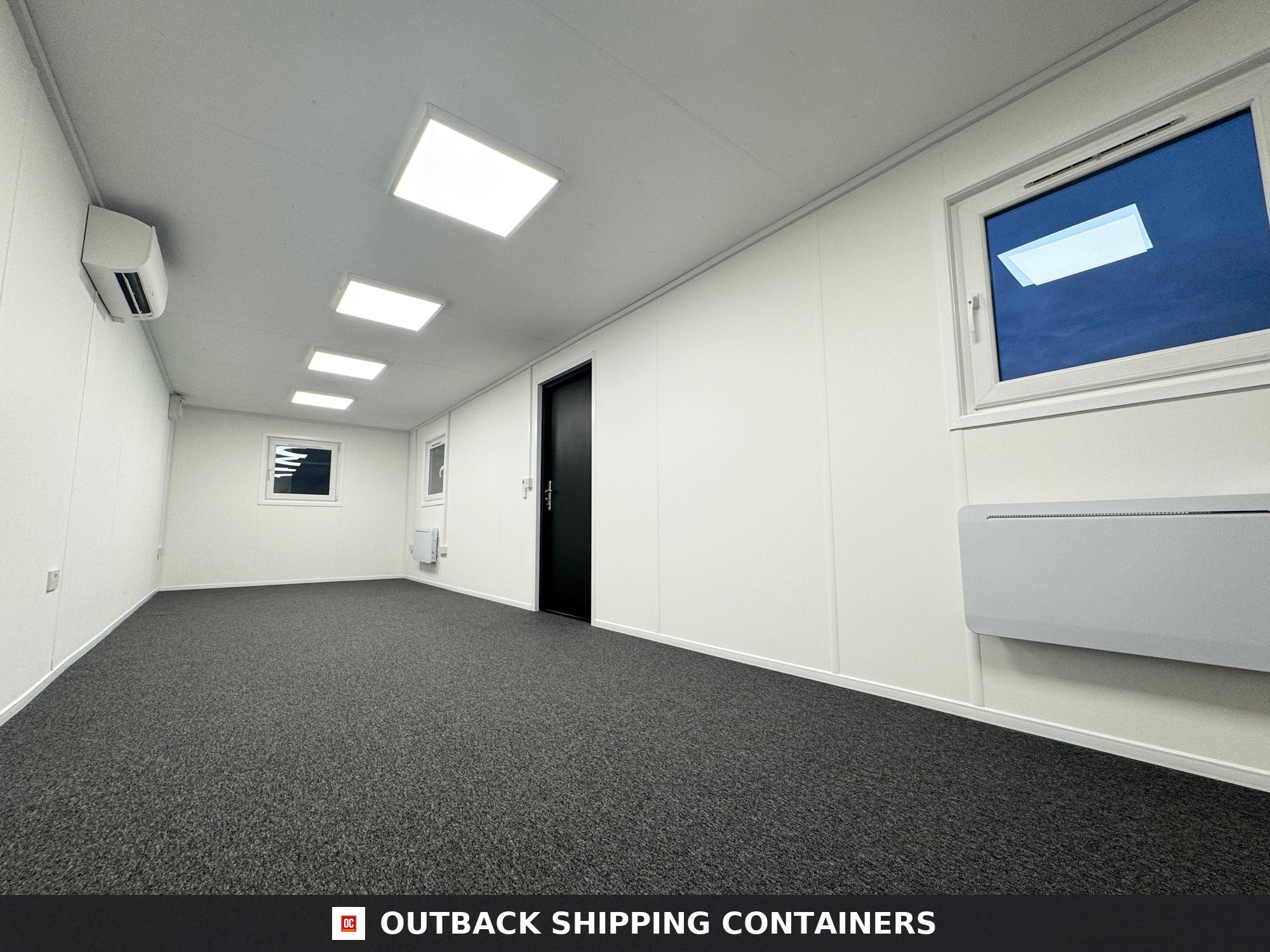 32x10ft Cabin for Sale — Side Profile View | Outback Shipping Containers 2 3 4 5 6 32x10ft Cabin — Open Plan Canteen / Office — image 2 of 15