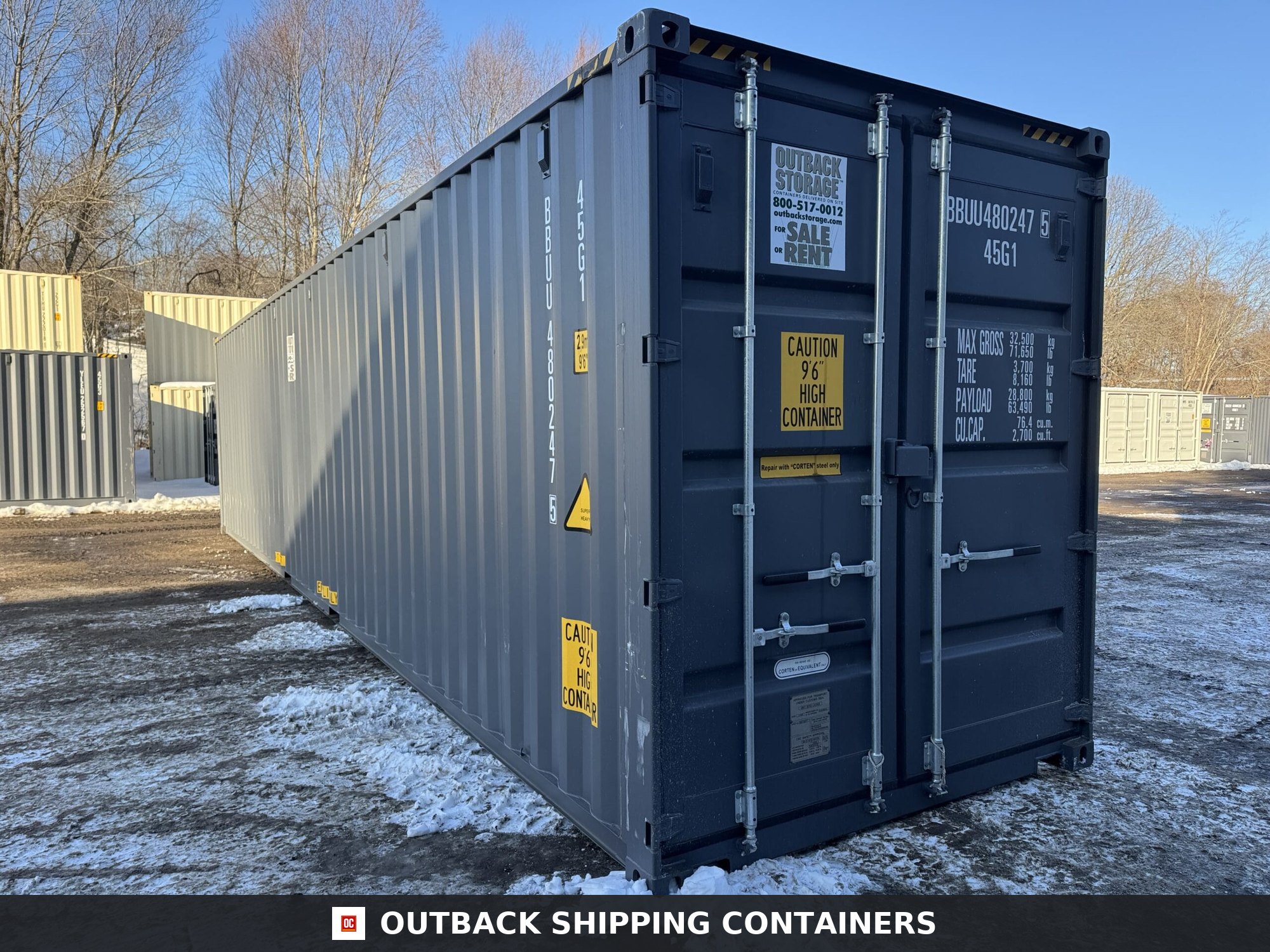 40ft New High Cube Shipping Container – Wind & Watertight – Gray — 40ft — new (image 1 of 12)