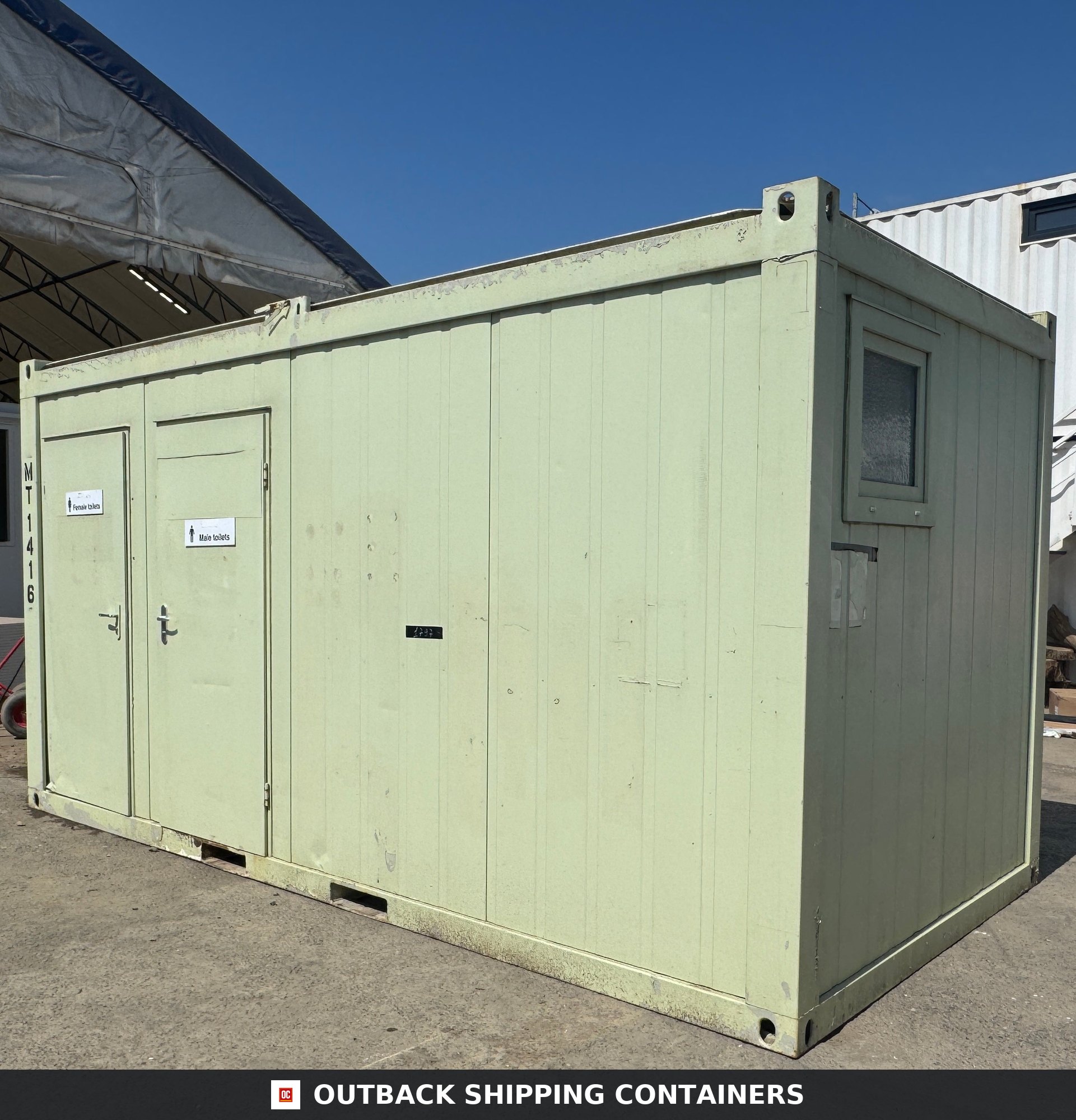 16 x 8 ft for Sale — Door and Entry Detail | Outback Shipping Containers 16 x 8 ft — 3 + 1 Toilet Block — Portable Building — Site Accommodation - image 6
