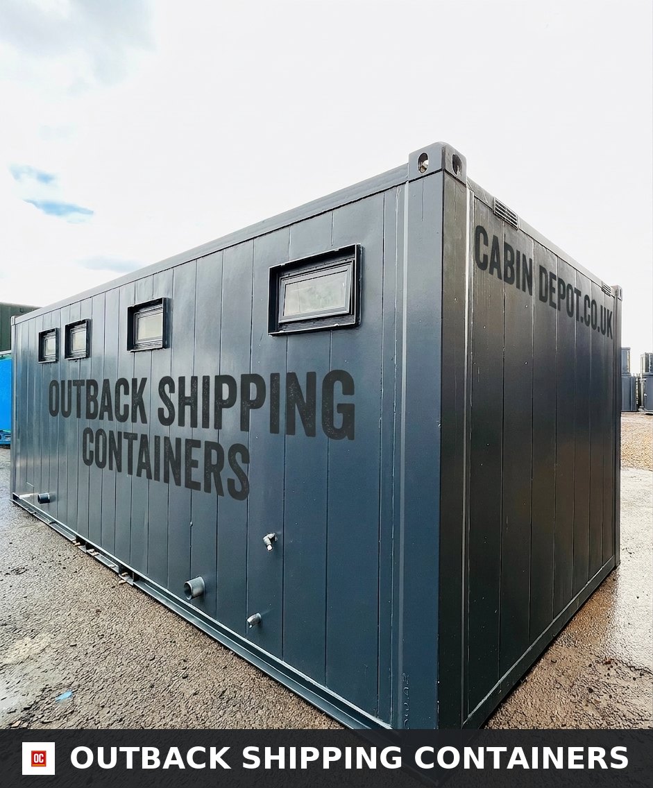 Toilet Block + Shower for Sale — Rear Exterior View | Outback Shipping Containers Toilet Block + Shower — 24 x 9 ft — 4 + 1 Toilet with Separate Shower Room — No 882 — product gallery image 3 of 15