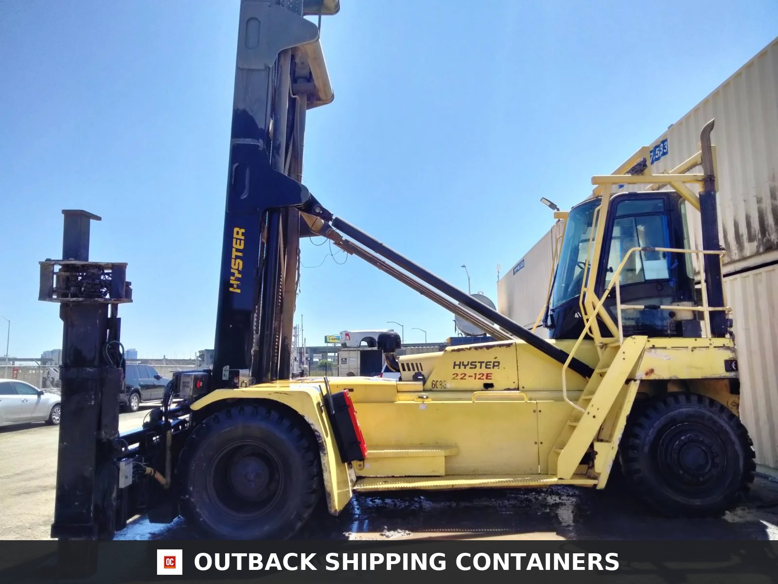 Hyster H22XM-12EC 9-High Stacker Container Handler for sale — driver-side profile