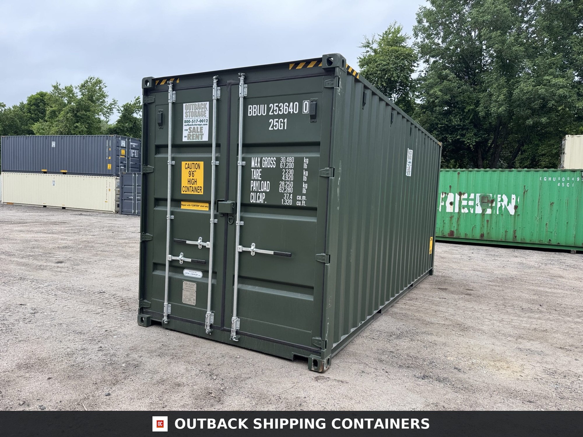 20ft New High Cube Shipping Container – Wind & Watertight – Green — 20ft — new (image 8 of 12)