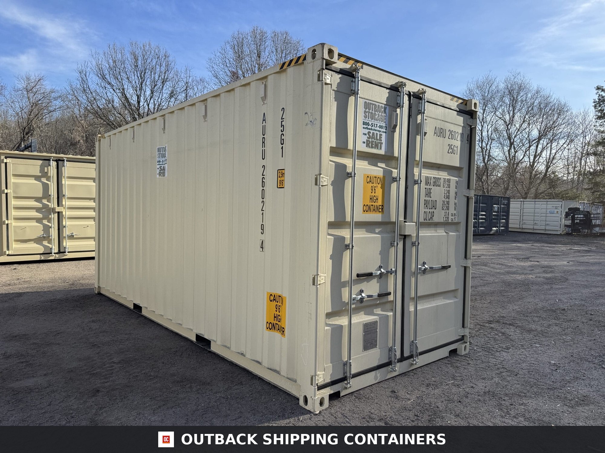 20ft New High Cube Shipping Container – Wind & Watertight – Beige — 20ft — new (image 1 of 12)