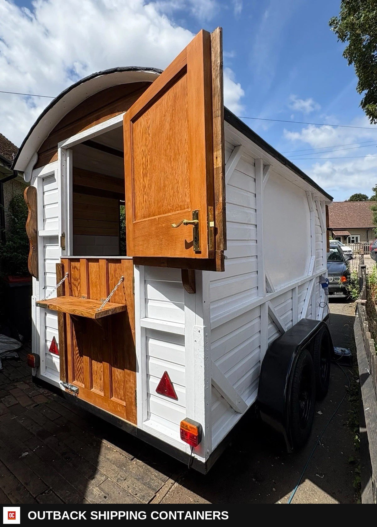 Unique rustic catering trailer horsebox shepherds hut style food drinks — Tongue, Coupler And Hitch | Outback Shipping Containers Unique rustic catering trailer horsebox shepherds hut style food drinks for sale — tongue, coupler and hitch