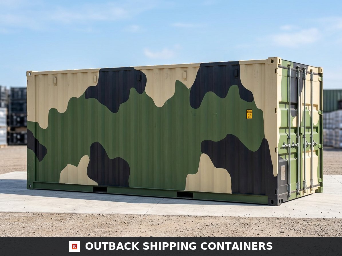20ft Camouflage Storage Container for Sale — Interior Detail | Outback Shipping Containers 20ft Camouflage Storage Container – Wind & Water Tight — 20ft — new — storage containers (image 6 of 6)