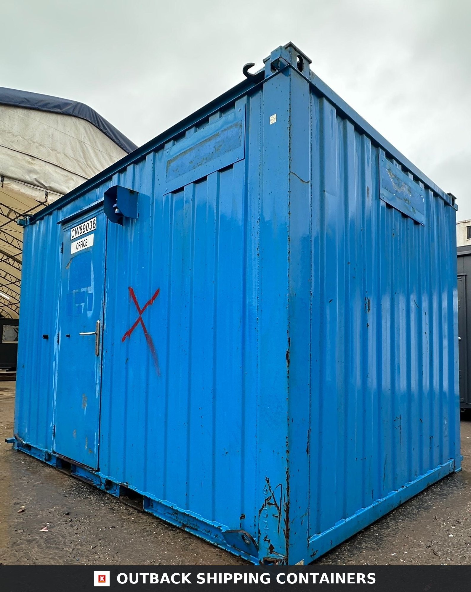 12 x 8 ft for Sale — Rear Exterior View | Outback Shipping Containers 12 x 8 ft — Canteen / Office — Building Site Accommodation — Portable Anti-Vandal Cabin - image 3