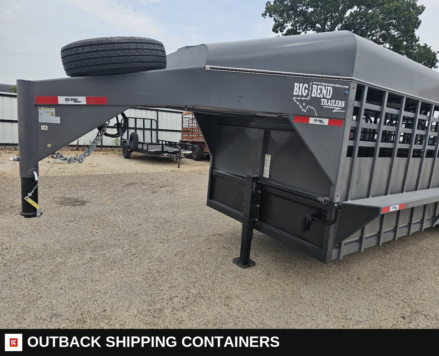 2025 Big Bend 6’8"X24' Stock / Stock Combo Trailer — Three-Quarter Front Angle | Outback Shipping Containers 2025 Big Bend 6’8"X24' Stock / Stock Combo Trailer for sale — three-quarter front angle