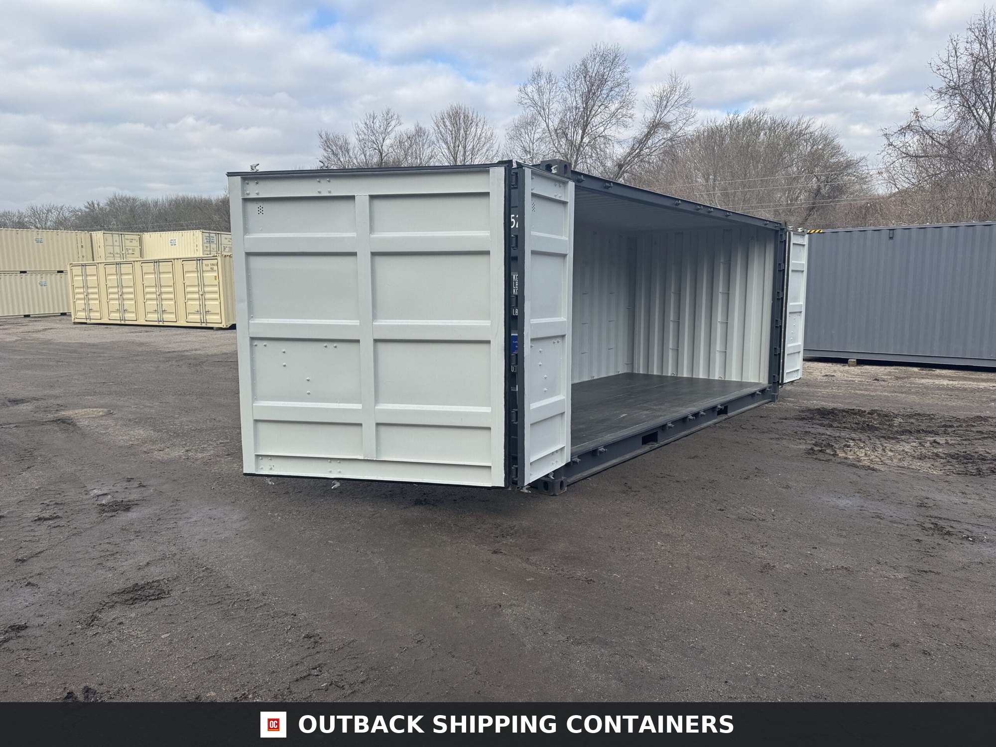 20ft Open Side New Shipping Container – Wind & Watertight – Gray — 20ft — new (image 1 of 12)