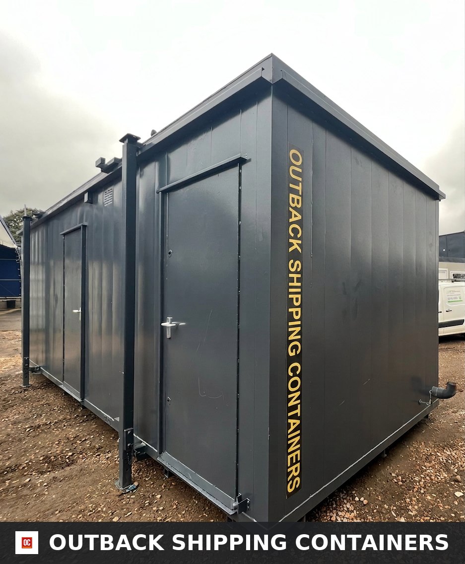 Toilet Block Cabin for Sale — Corner Casting and Frame Detail | Outback Shipping Containers Toilet Block Cabin — 24 x 9 ft Anti-Vandal — 5+1 Container Toilet WC — No 738 — product gallery image 10 of 13